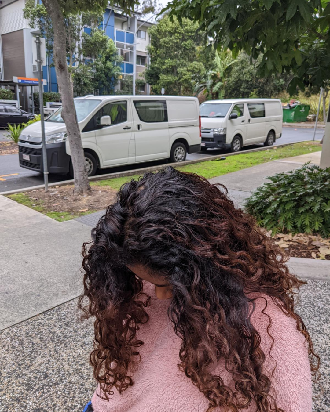 Curly hair styled